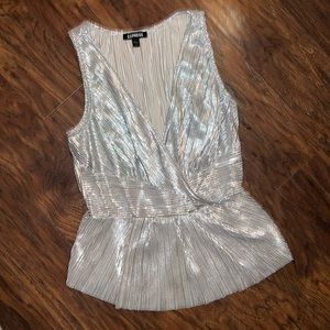 Express silver metallic tank top blouse